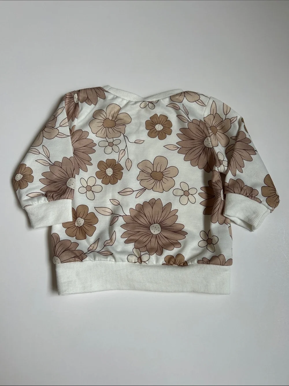 Neutral Floral Baby Jumpsuit and Headband Set